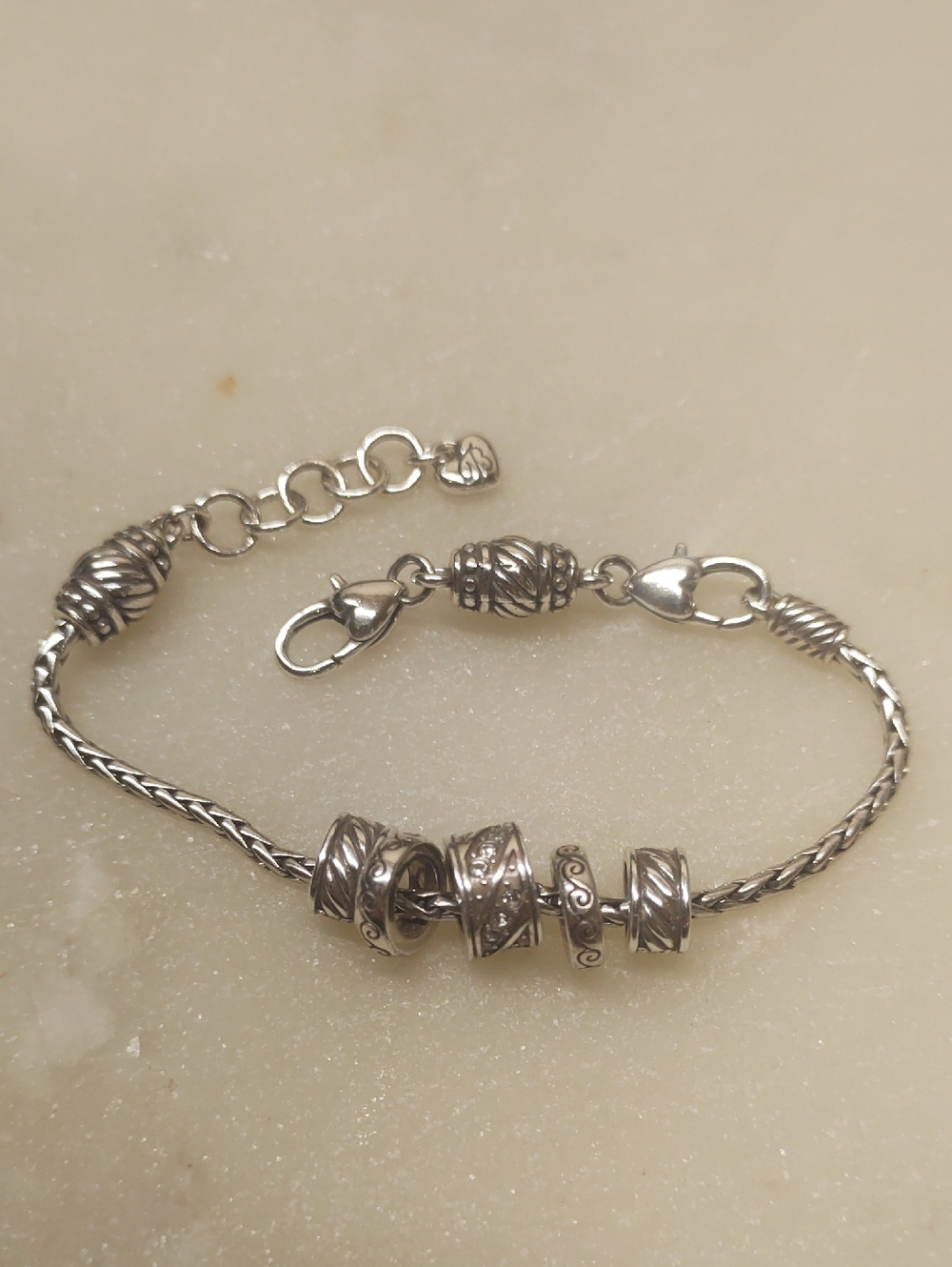 Brighton Slide Starter Charm Bracelet & 5 Spacer Beads & Double Clasp Extender